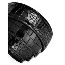 BANGE Men's Genuine Leather Crocodile Pattern Belt With Geometric Buckle